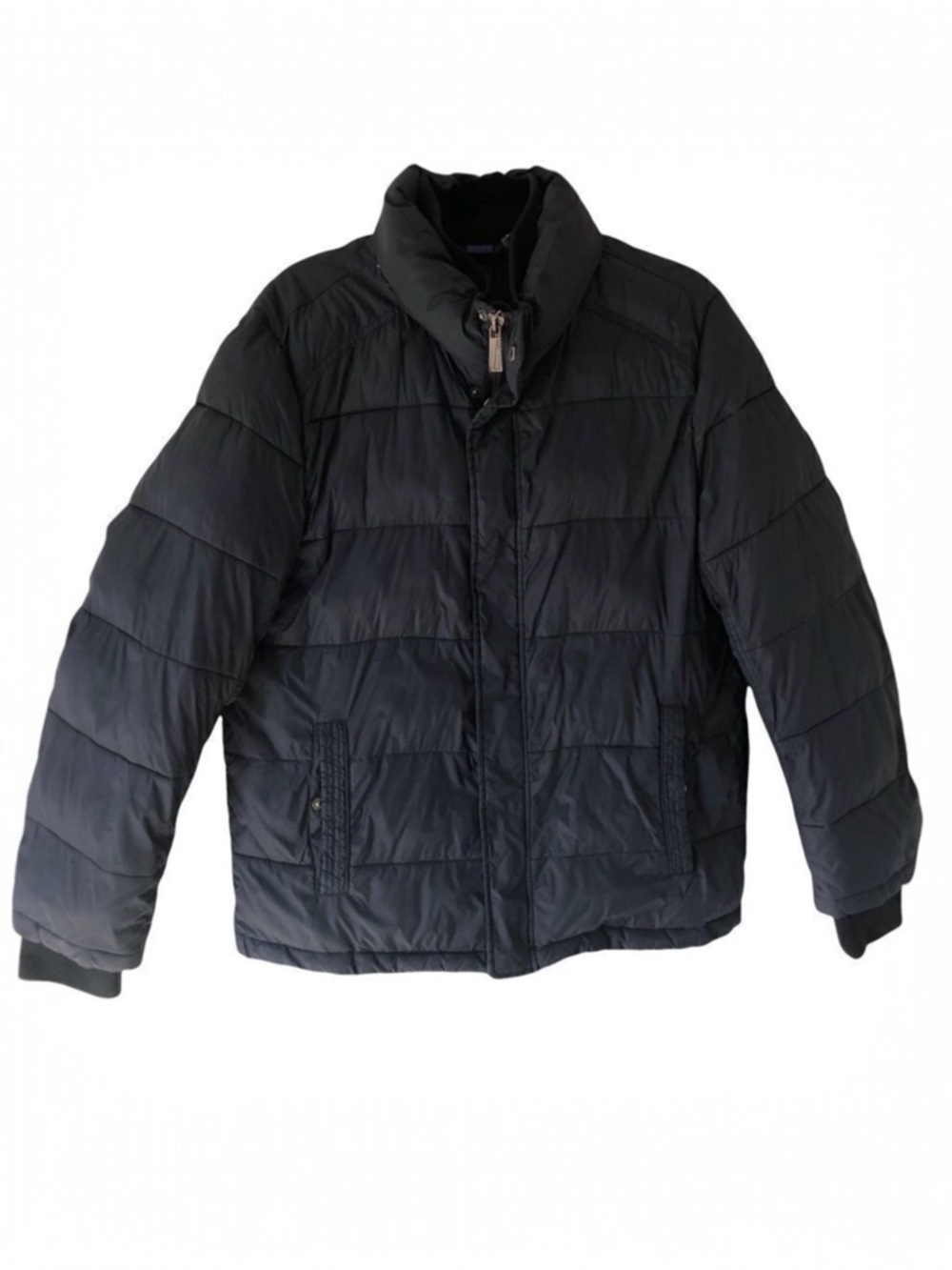 Andrew Marc Mens Navy Blue Full Zip/Snap Puffer Jacket Size Medium
